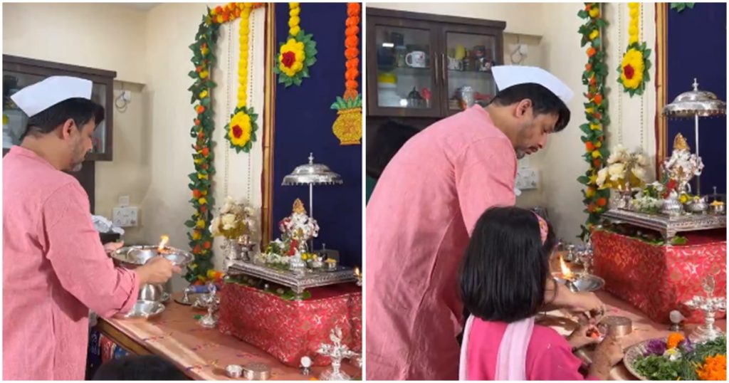 Bappa arrives at Marathi actor Swapneel Joshi's house with much fanfare, see traditional idols and simplicity of decoration