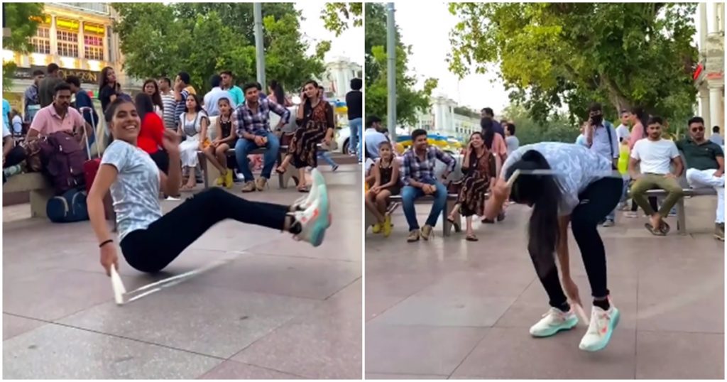 Girl's feat of jumping rope in Delhi's Connaught Place, see viral VIDEO