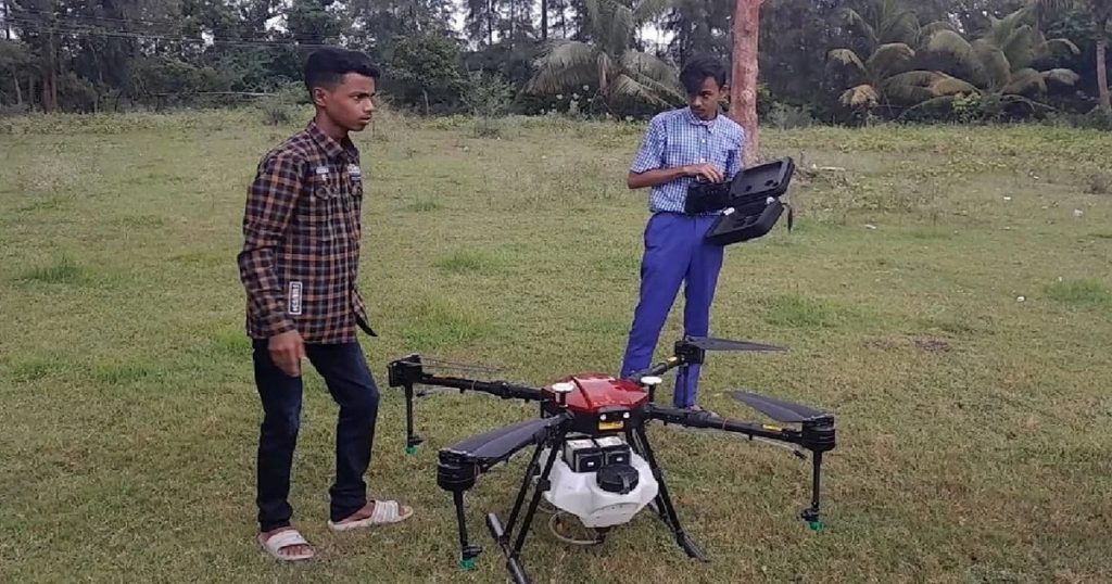 A drone for agricultural spraying made by an art student will spray an acre in 10 minutes