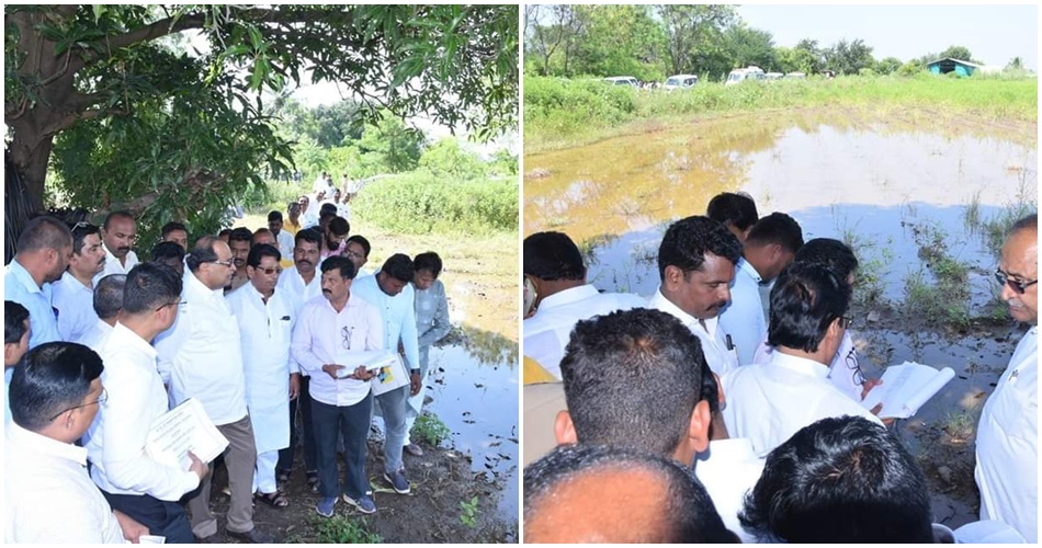 Minister Radhakrishna Vikhe Patil made a heavy rainfall inspection tour to 'Ya' villages of Srigondia on farmers' embankment.