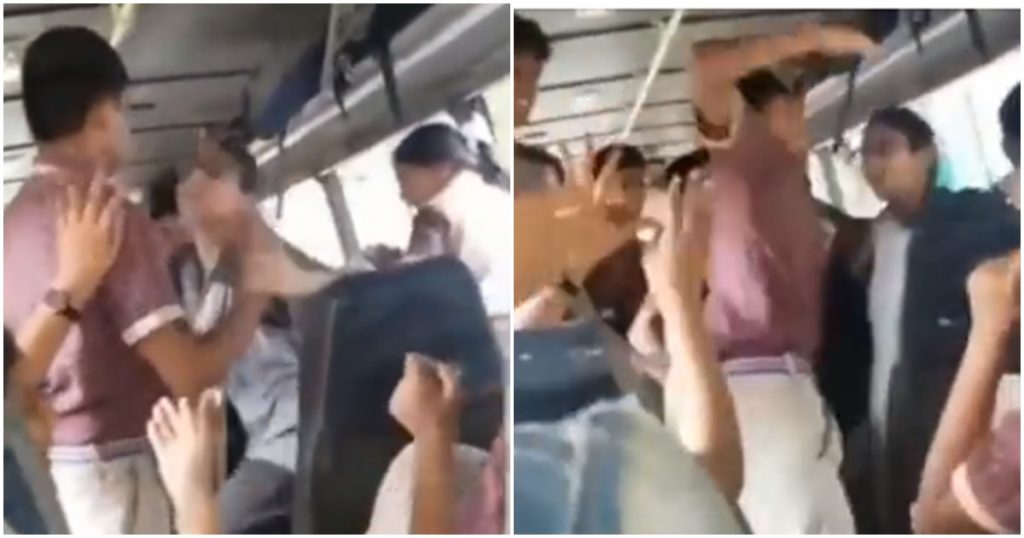 Bapre! Students fight over window seat in bus; The video created a stir on social media