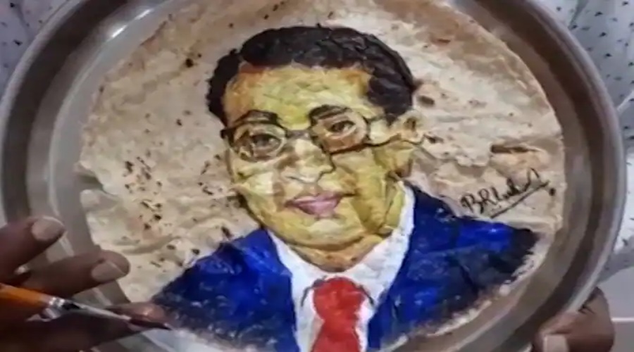 Babasaheb's picture was drawn on the bread and saluted; Photo viral on social media