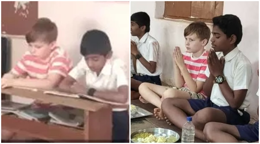 Russia's son played in Maharashtra's Zilla Parishad school! Pretty much learning Marathi lessons
