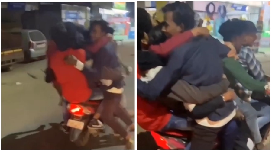 Not one or two, as many as eight people traveled together on a scooty; WATCH THE VIRAL VIDEO