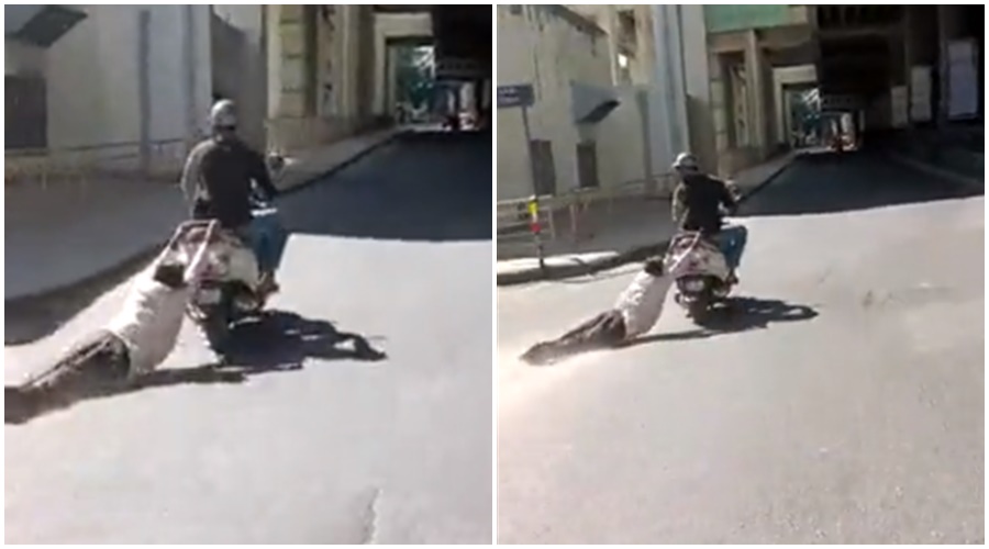 The young man carried away the old man with the bike; Watch the VIDEO