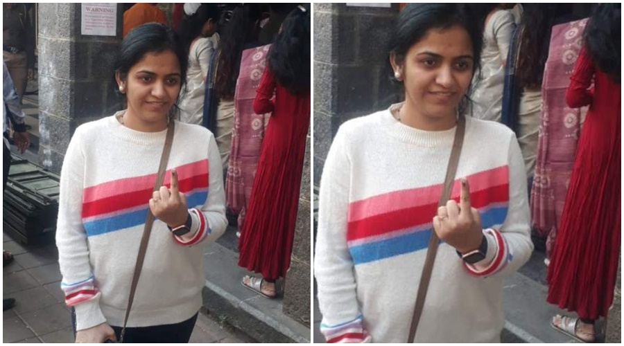 A young woman directly from London to Pune to exercise her right to vote!