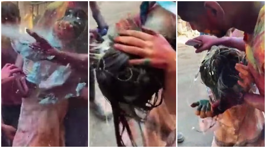 Taking advantage of playing Holi, youths behaved obscenely with a foreign girl; Watch the VIDEO