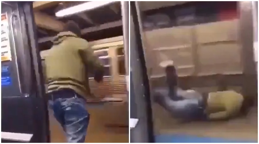 A man jumps from a moving metro, the video will shock you too