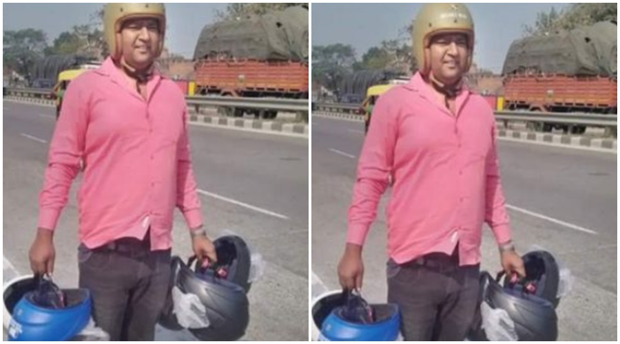 'This' man is giving people a free helmet by pawning his wife's jewellery; Because a friend had an accident…