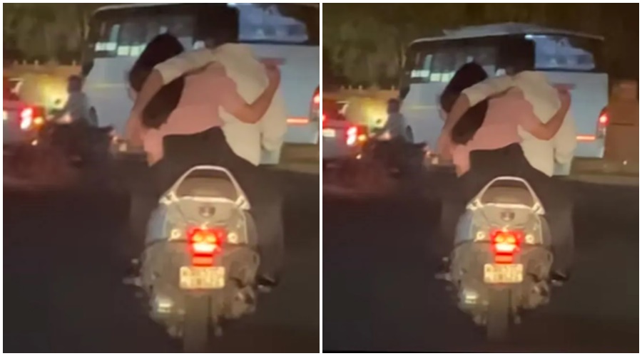 Viral Video. Seeing the romance on the moving scooty, the sitting style of the couple, people said…