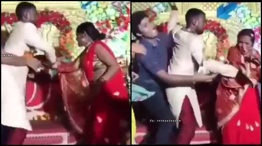 Husband and wife beat each other up in Bhar Lagna mandap, video also went viral; Watch the video