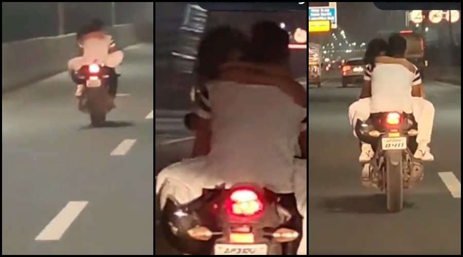Shocking! The romance of a couple riding a bike in the middle of the night; After the video went viral, the police gave a crackdown