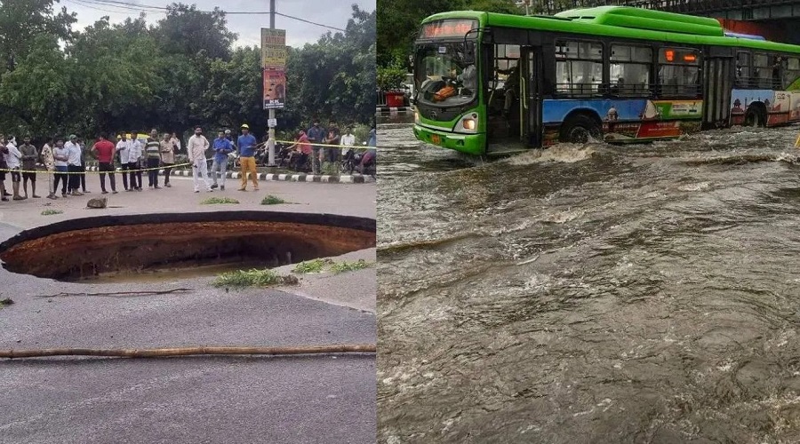 The havoc of rain continues! Where the vehicles sank, where there were big potholes on the road